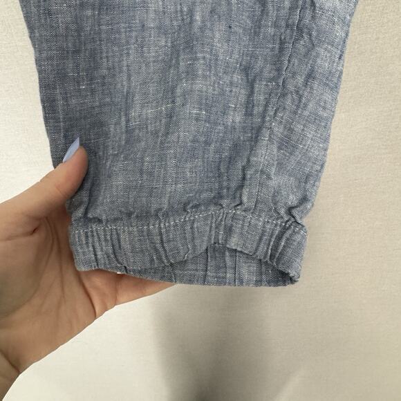 Athleta Retreat Linen Pants Womens 12 Petite Blue Jogger Beach Coastal Travel - Picture 4 of 13
